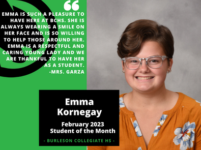Emma Kornegay Student of the Month